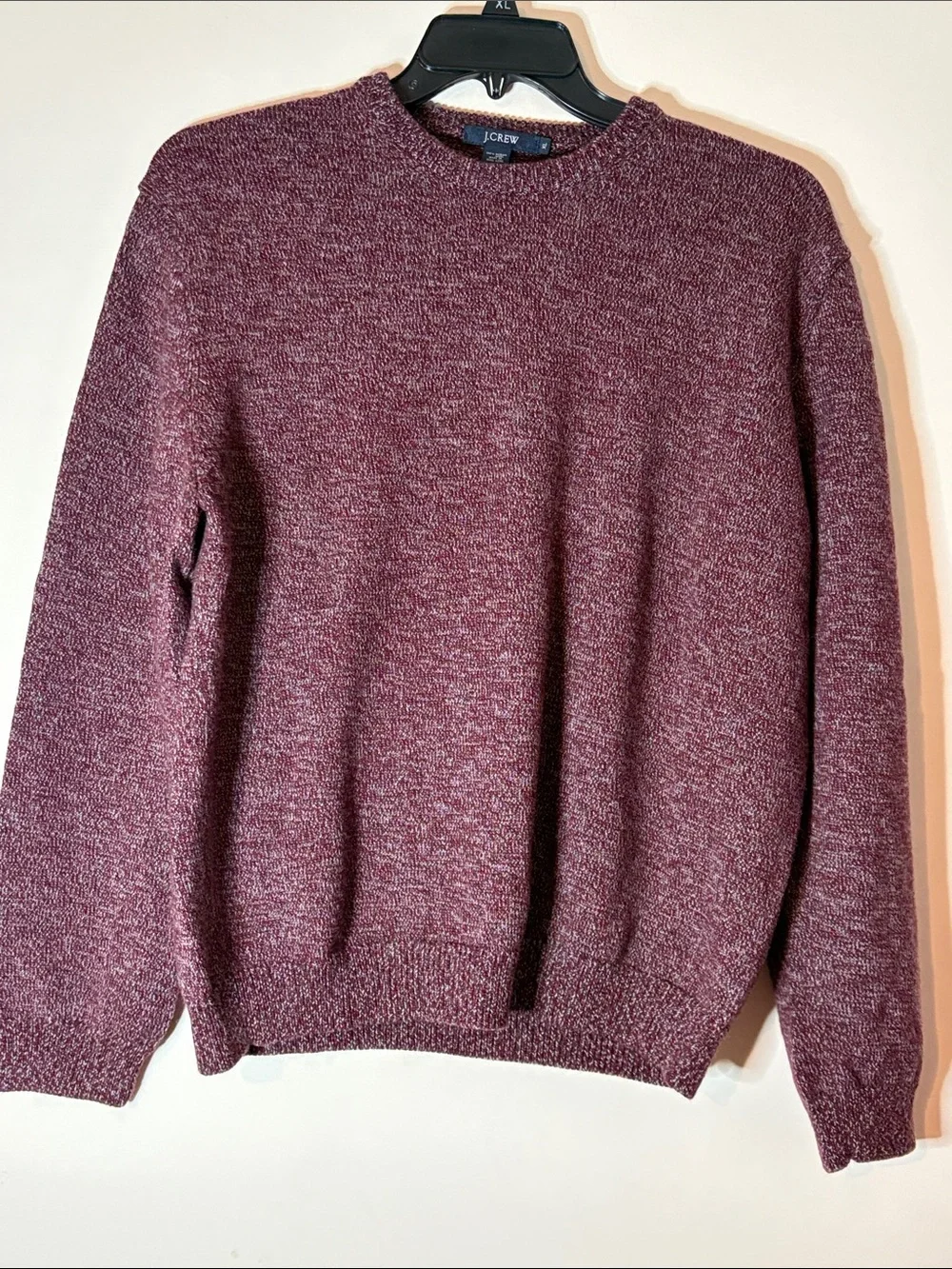 Vintage J. Crew Men’s Marled Wine Crewneck Sweater merino wool size XL red 90’s